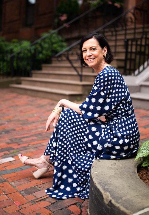 Jenn Redmond in a blue dress