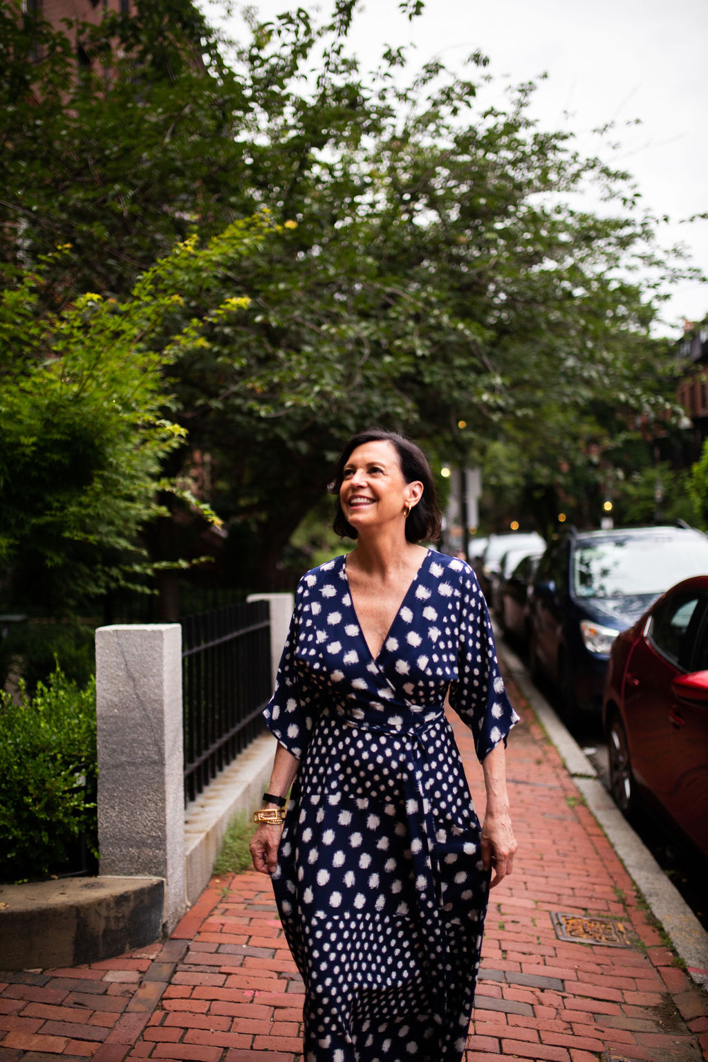 Jenn Redmond in a blue dress